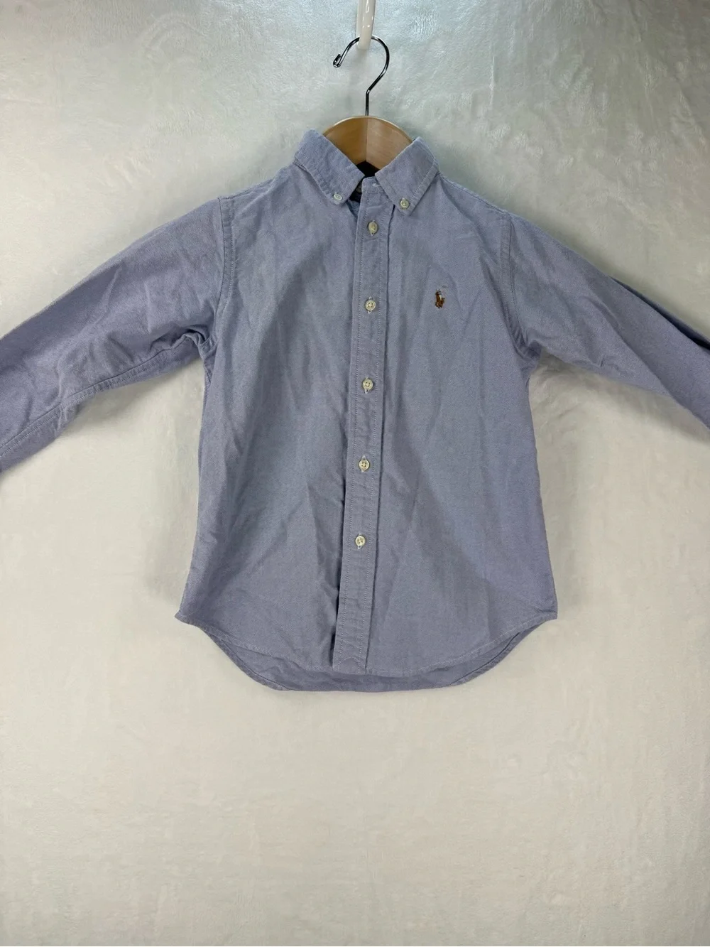 Polo Ralph Lauren Boys Blue Oxford Button Down Shirt Size 5 Pony Logo